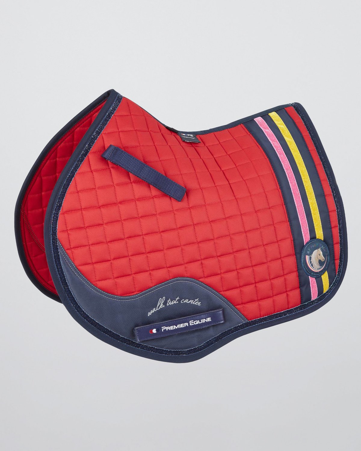 Premier Equine My Pony Jack Red Glitter GP/Jump Cotton Saddle Pad - Equine Tack