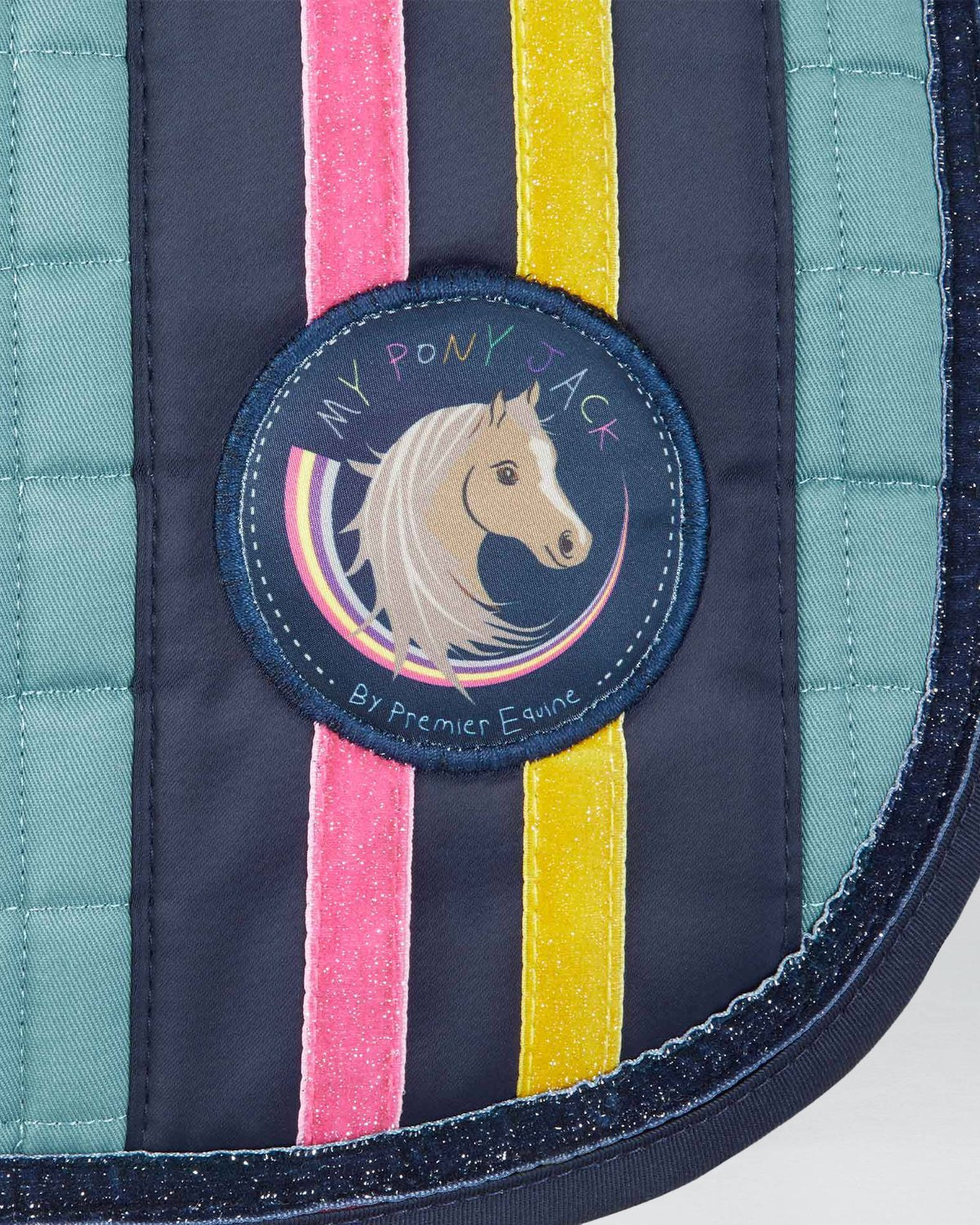 Premier Equine My Pony Jack Glitter GP/Jump Pony Saddle Pad - Turquoise Cotton Equestrian Saddle Blanket