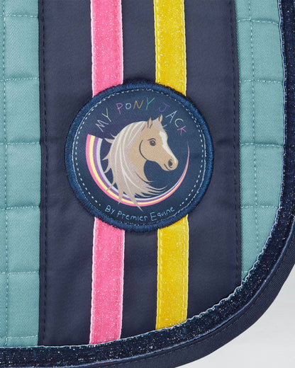Premier Equine My Pony Jack Glitter GP/Jump Pony Saddle Pad - Turquoise Cotton Equestrian Saddle Blanket