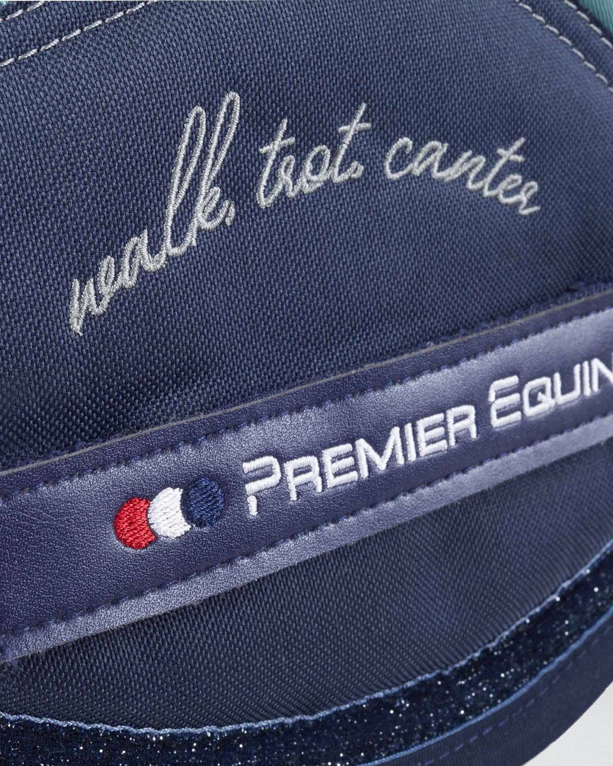 Premier Equine My Pony Jack Glitter Saddle Pad - Turquoise GP/Jump with "Walk, Trot, Canter" detail.