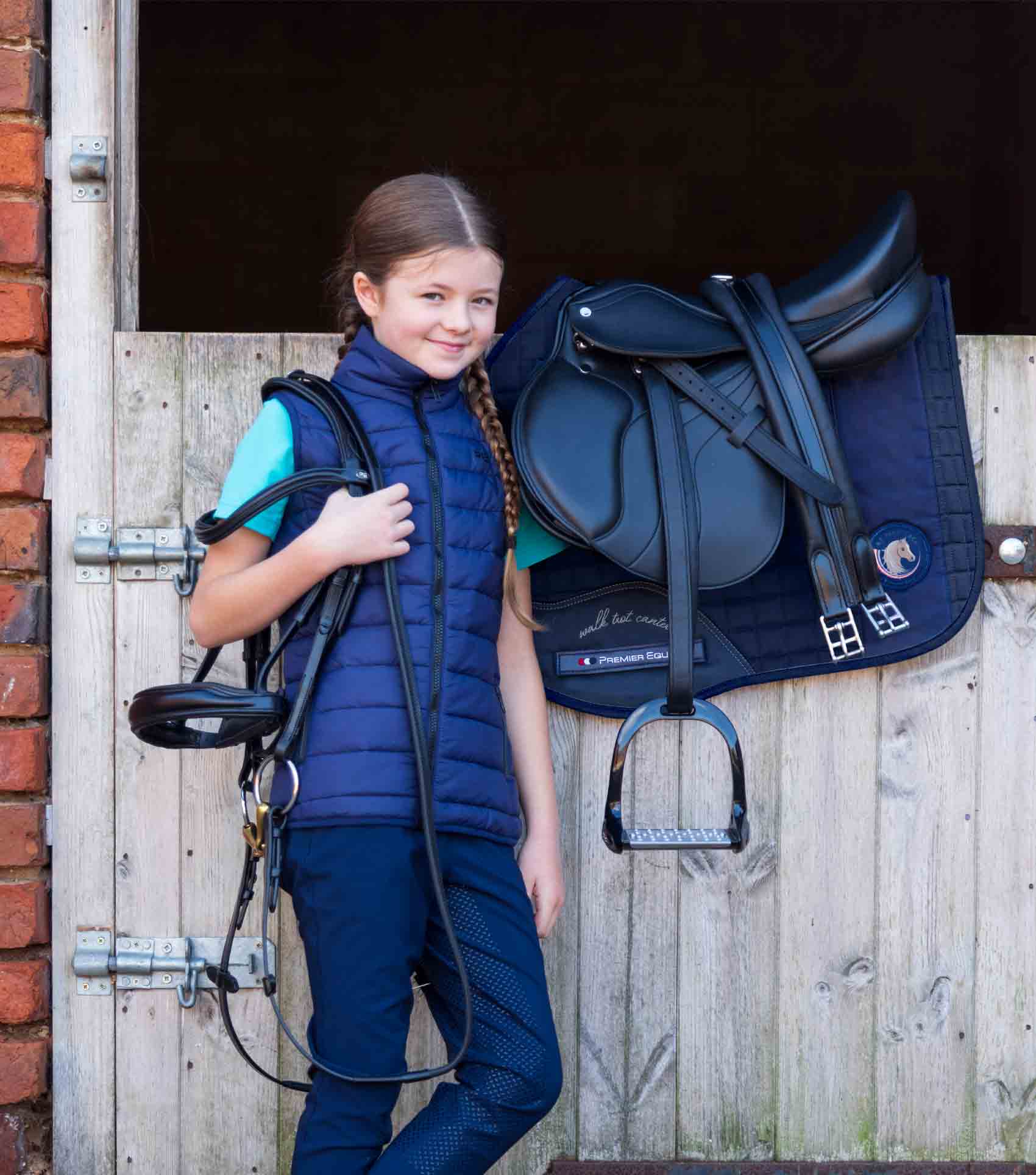 Young Equestrian Rider with Premier Equine Saddle Pad & Bridle - Pony Riding Gear