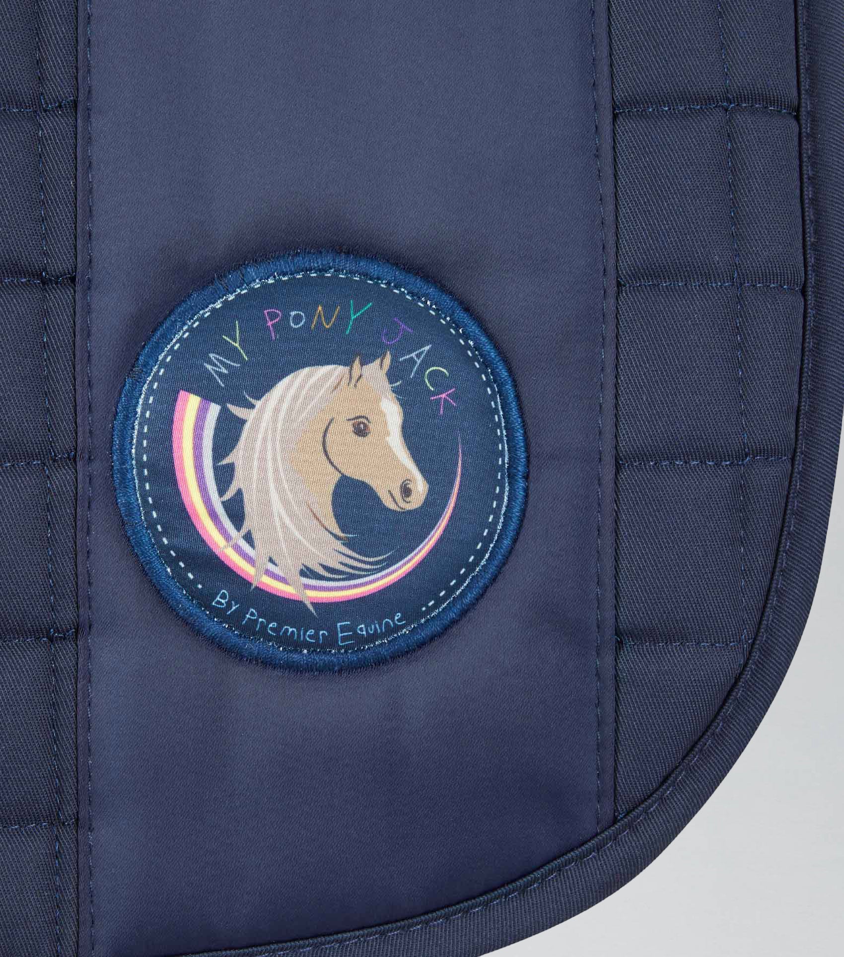 My Pony Jack Navy Saddle Pad by Premier Equine: Cotton GP/Jump Saddle Pad with Pony Logo
