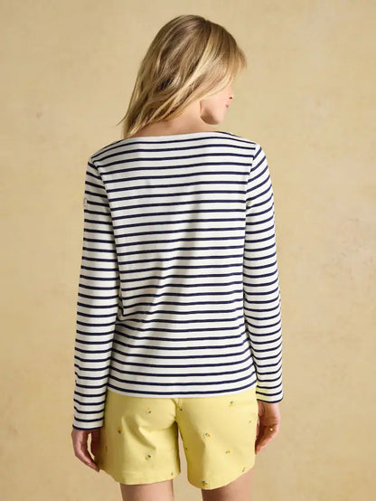 JOULES HARBOUR Cream/Navy Striped Top: Long Sleeve Cotton Women's Fashion. Shop now!