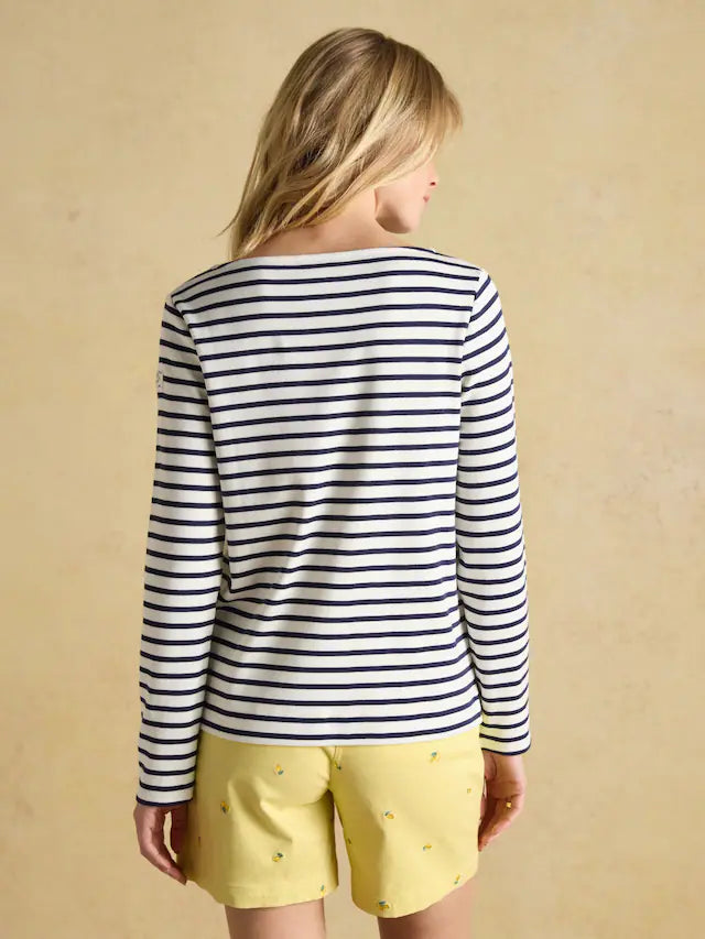 JOULES HARBOUR Cream/Navy Striped Top: Long Sleeve Cotton Women's Fashion. Shop now!