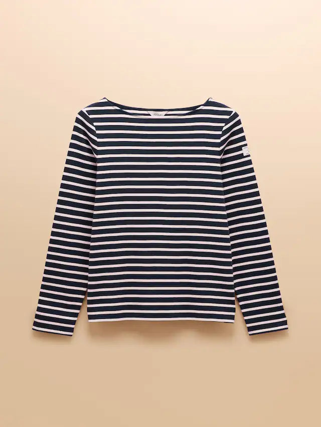 JOULES Harbour Top Navy/White Breton Shirt - Long Sleeve, Relaxed Fit - Women's Striped Top at Equiflair