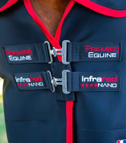 Premier Equine Infrared Nano-Tec Horse Rug Black - Close Up of Buckles & Branding