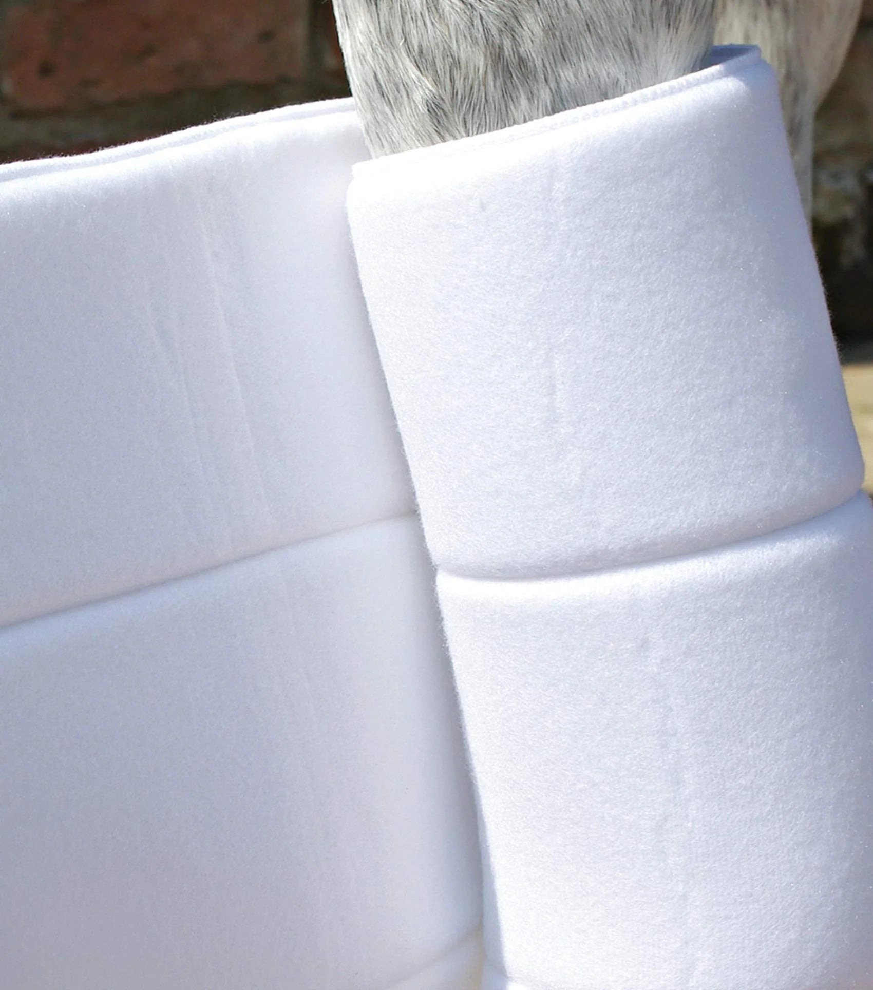 Premier Equine No-Bow Bandage Wraps White | Horse Support Leg Wraps | Stable Bandages