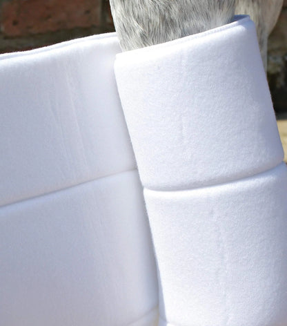 Premier Equine No-Bow Bandage Wraps White | Horse Support Leg Wraps | Stable Bandages