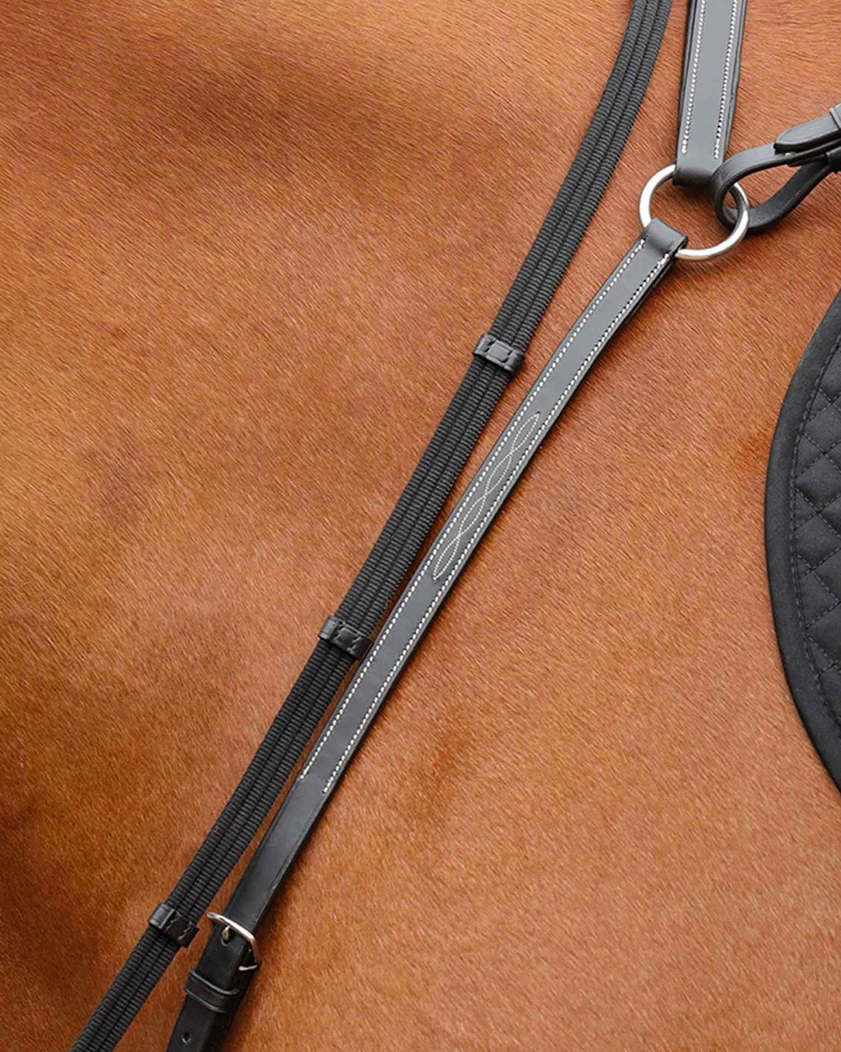 Premier Equine Norbello Hunter Breastplate - Black Leather Horse Chest Plate Equestrian Equipment Saddle Support Tack for Riding