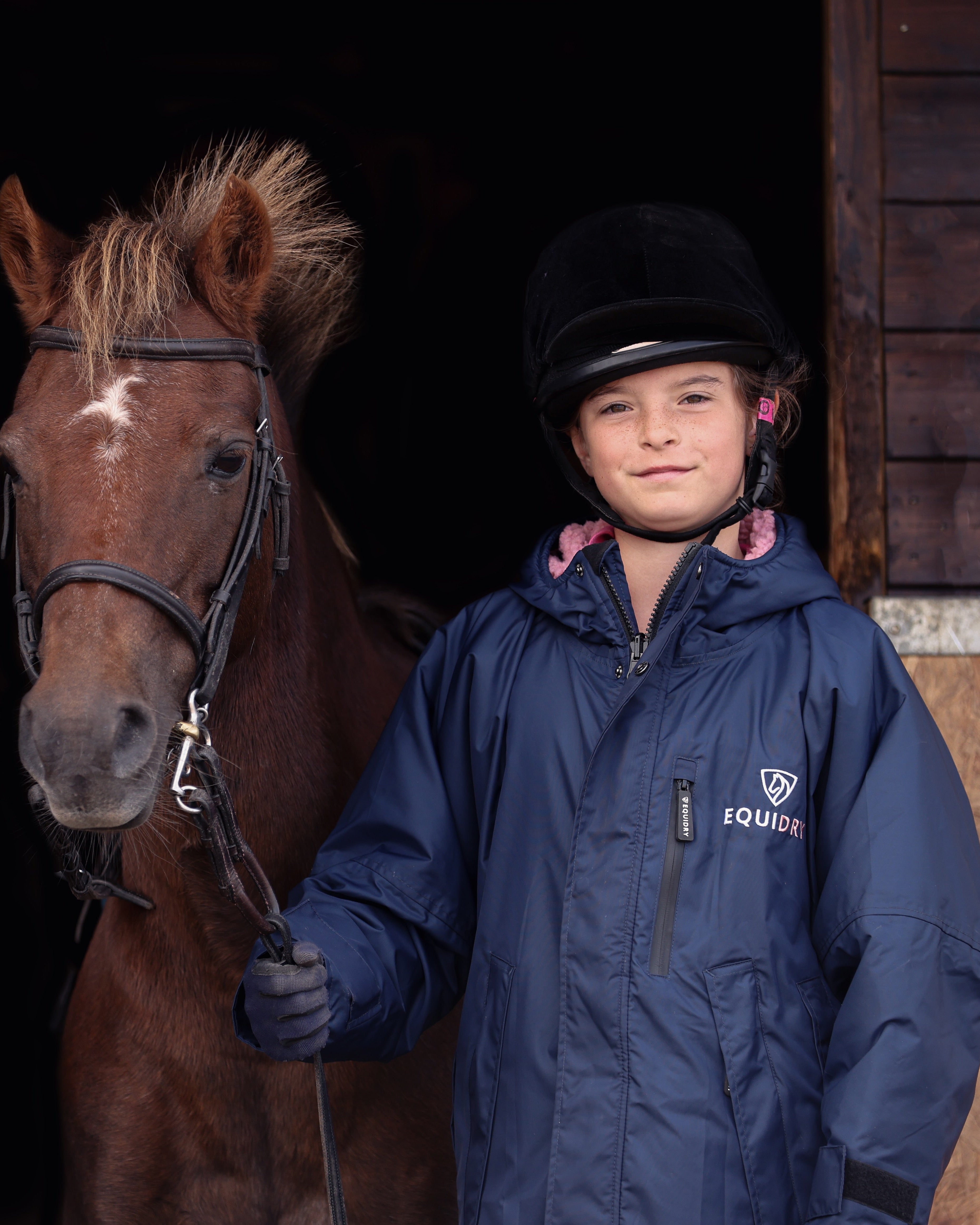 EQUIDRY Evolution Children's Thick Fleece Navy/Pale Pink