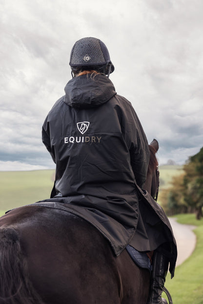 Equidry Black Waterproof Riding Coat | Equestrian Horse Riding Rain Jacket