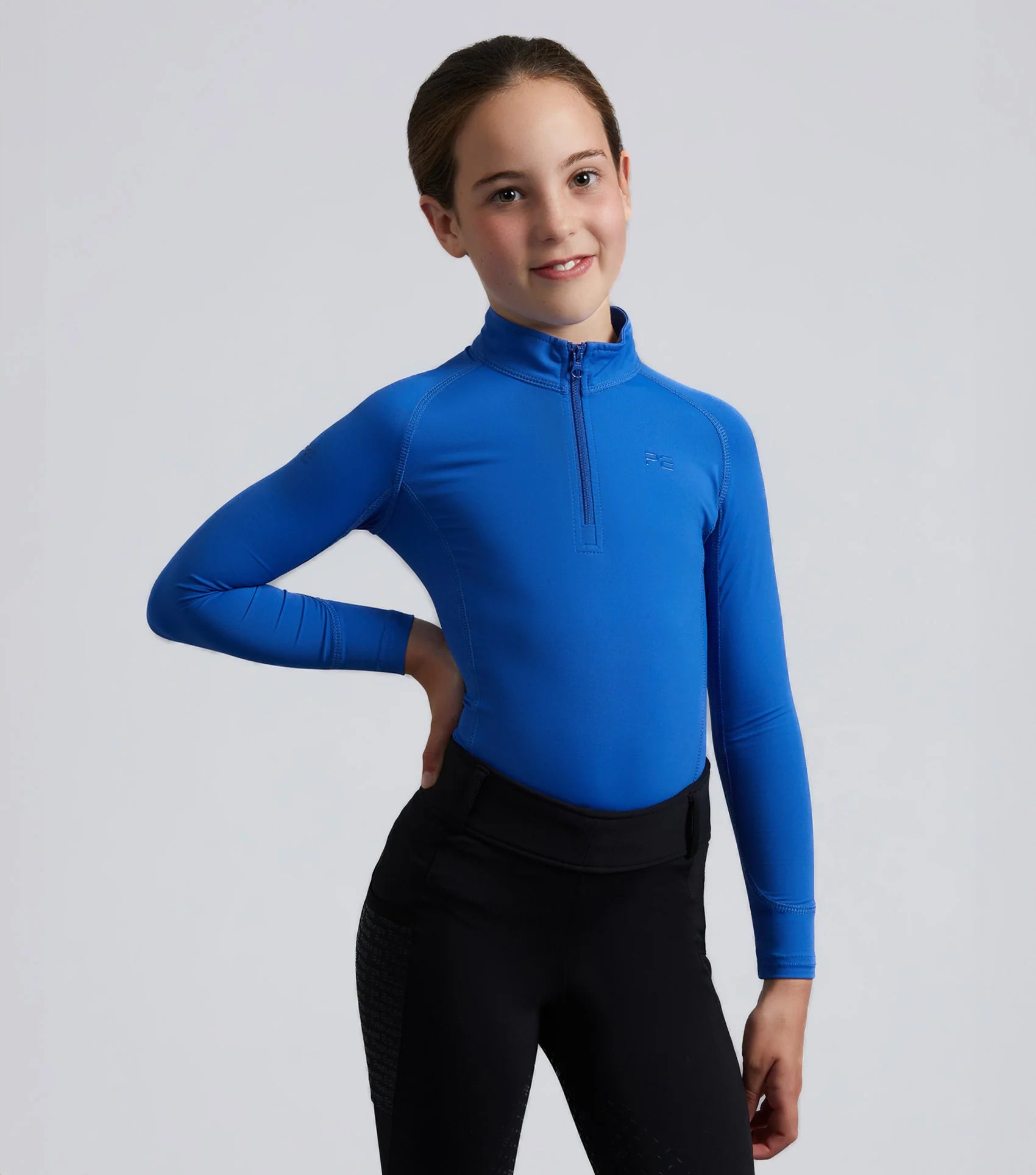 Junior Equestrian Riding Top - Premier Equine Ombretta Royal Blue: Technical Base Layer for Horse Riding