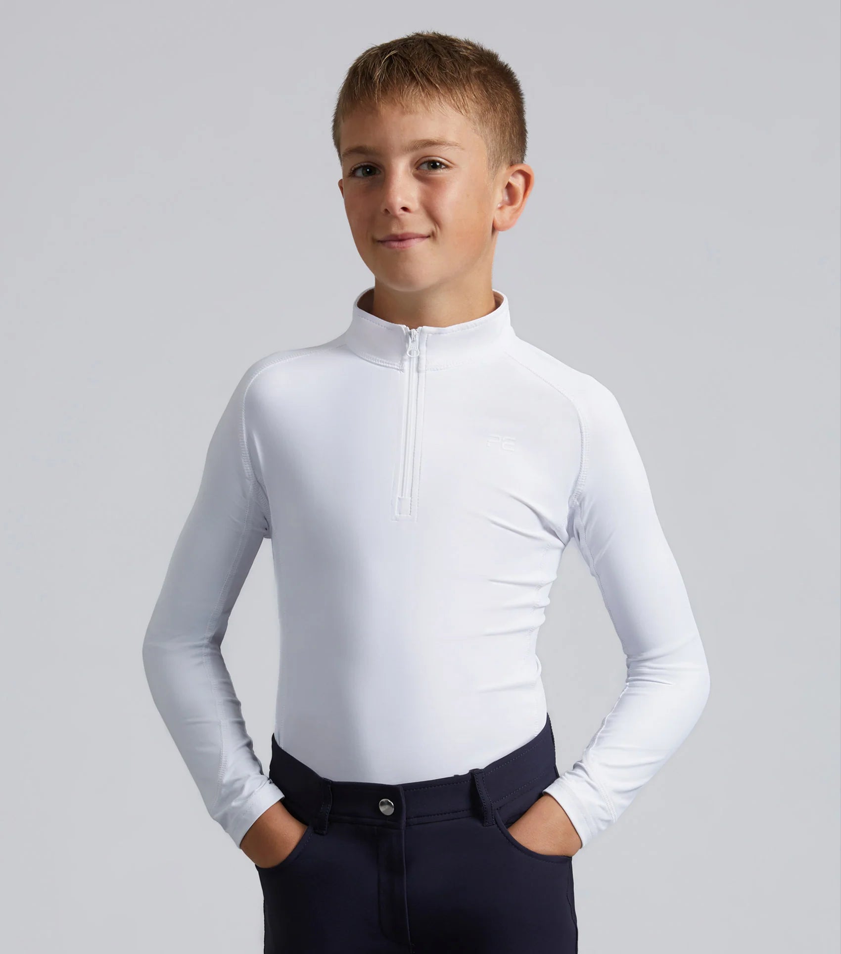 PREMIER EQUINE JUNIOR OMBRETTA Technical Riding Top White | Equestrian Apparel