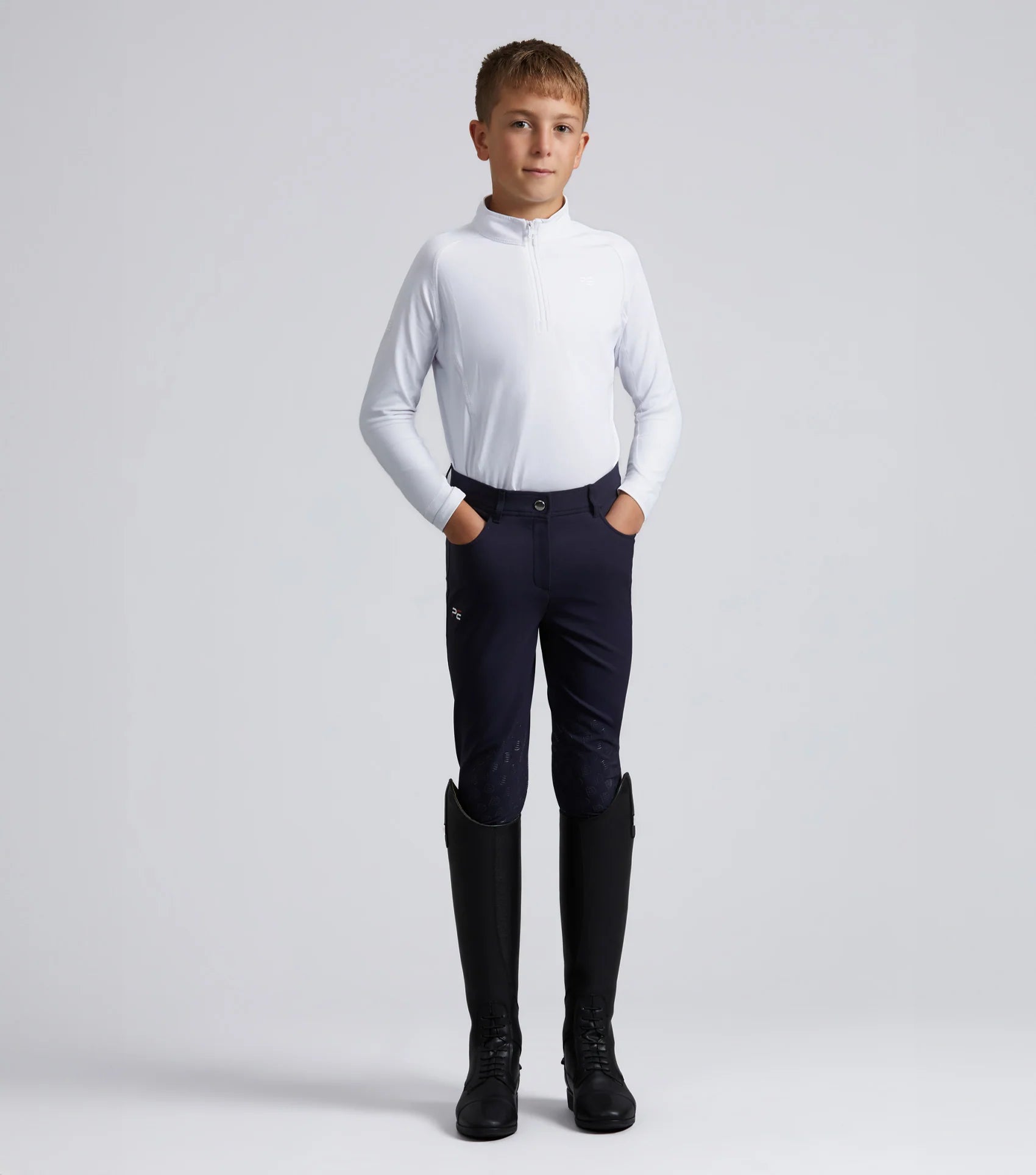 Premier Equine Junior White Riding Top | Technical Equestrian Shirt for Young Riders