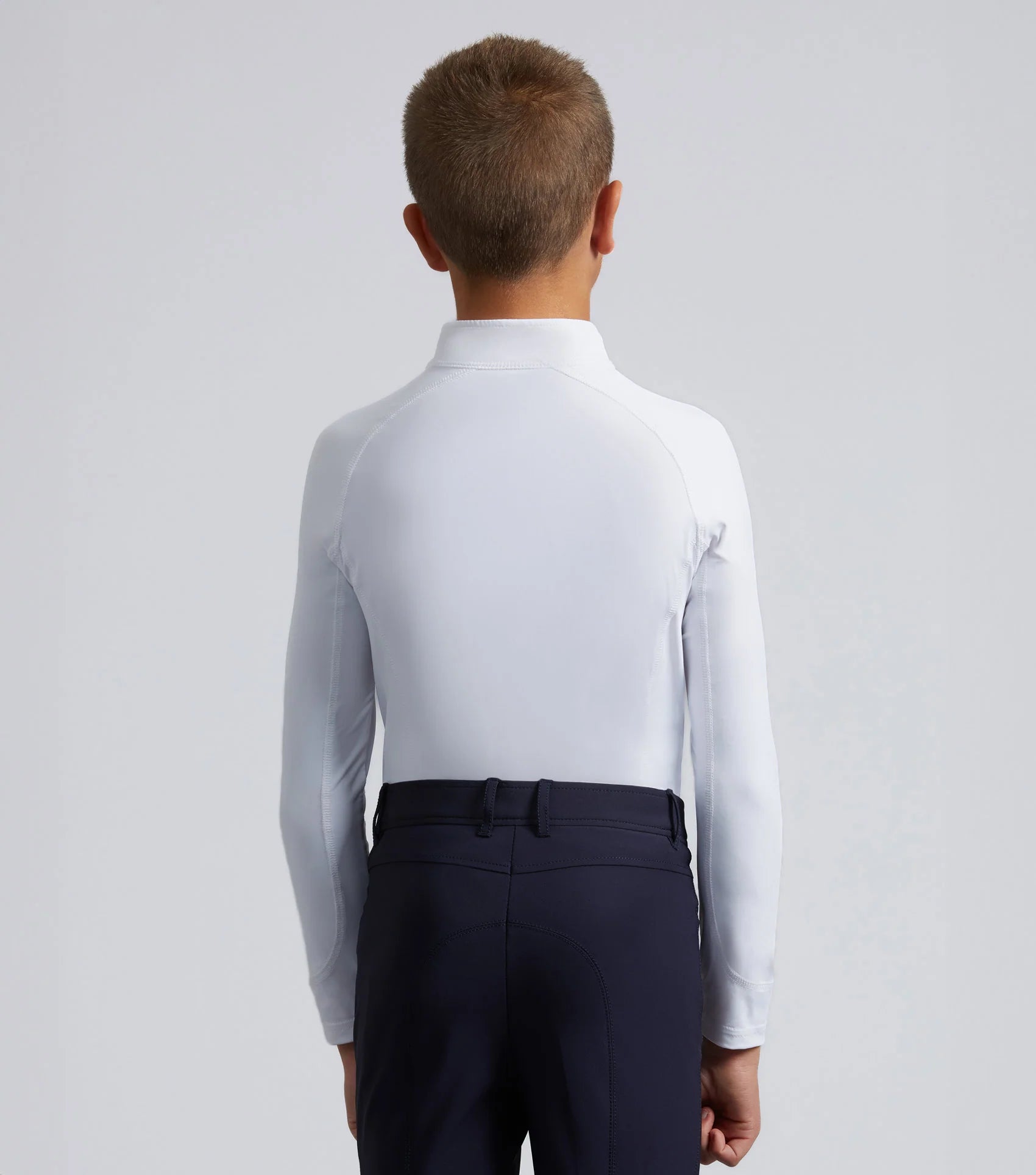Junior equestrian riding top white | Boy's technical long sleeve shirt for horseback riding