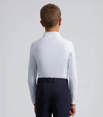 Junior equestrian riding top white | Boy's technical long sleeve shirt for horseback riding