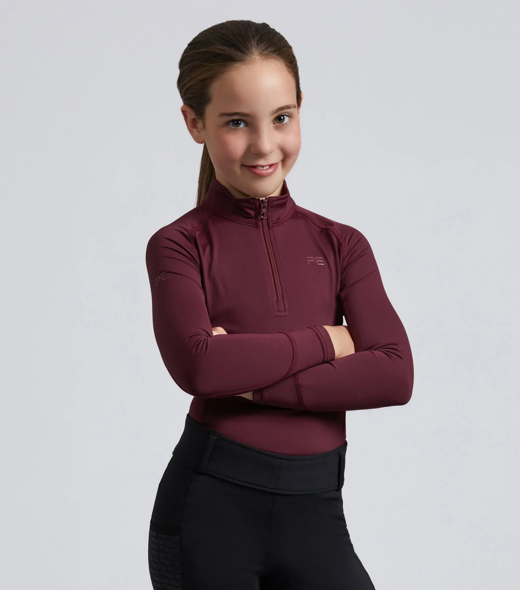 Junior Rider in Wine Technical Riding Top | Equestrian Fashion, Horse Riding Shirt, Equiflair