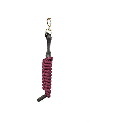 Cameo Leather Lasso Leadrope - Burgundy Horse Lead Rope with Brass Trigger Clip Equestrian Tack