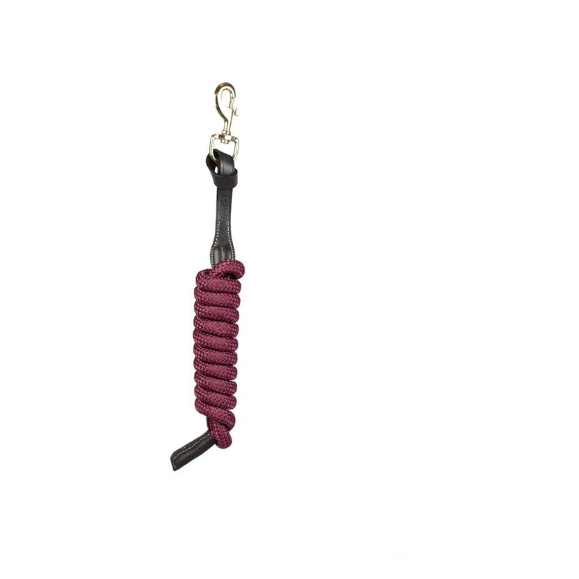Cameo Leather Lasso Leadrope - Burgundy Horse Lead Rope with Brass Trigger Clip Equestrian Tack