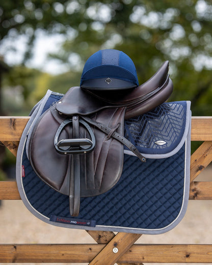 Charles Owen Pro II Plus Navy Jockey Skull Cap: Equestrian Riding Helmet for Cross-Country - Equiflair