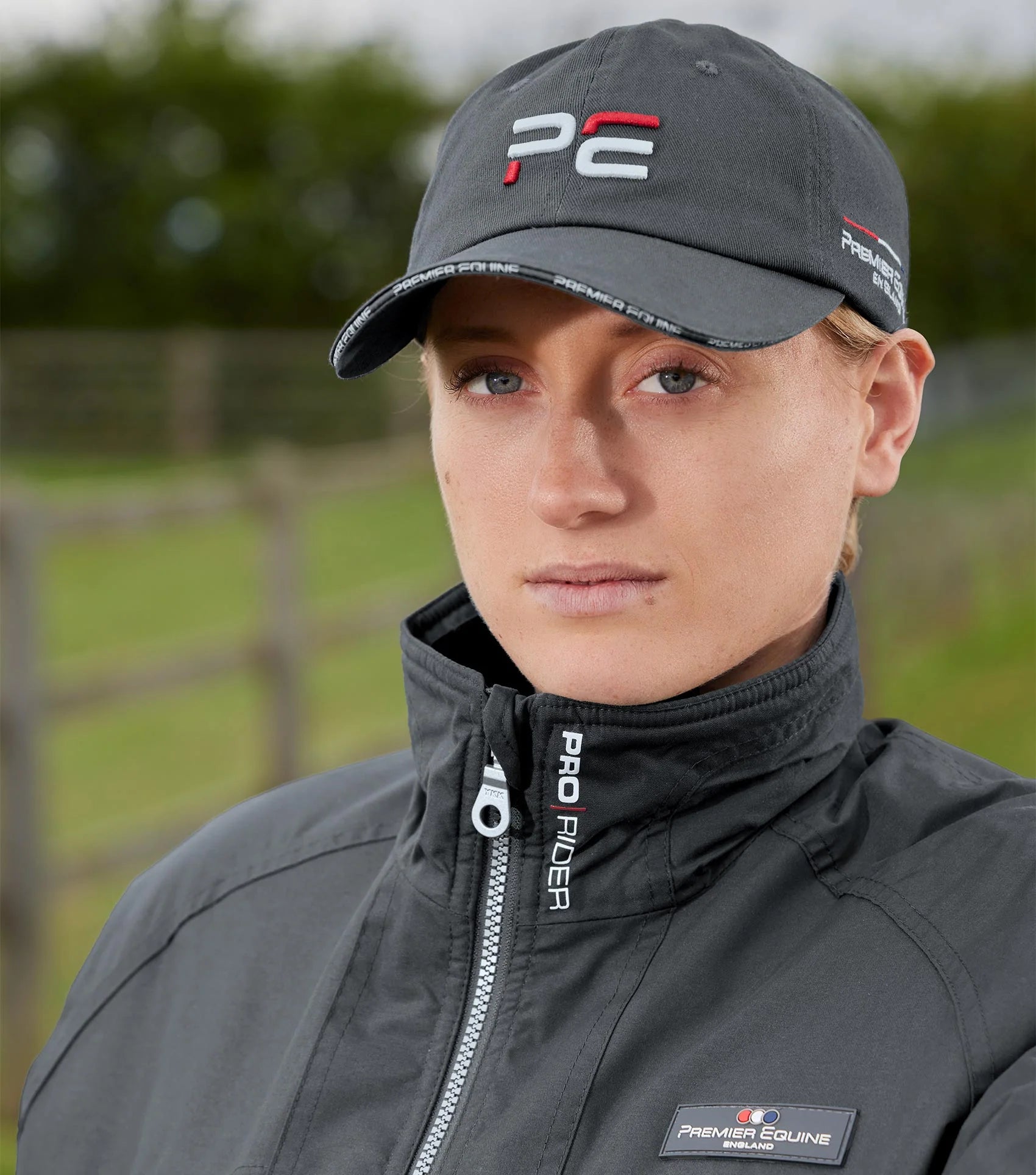 Premier Equine Baseball Cap Anthracite Grey: Stylish riding cap with adjustable fit. Equestrian fashion accessory.