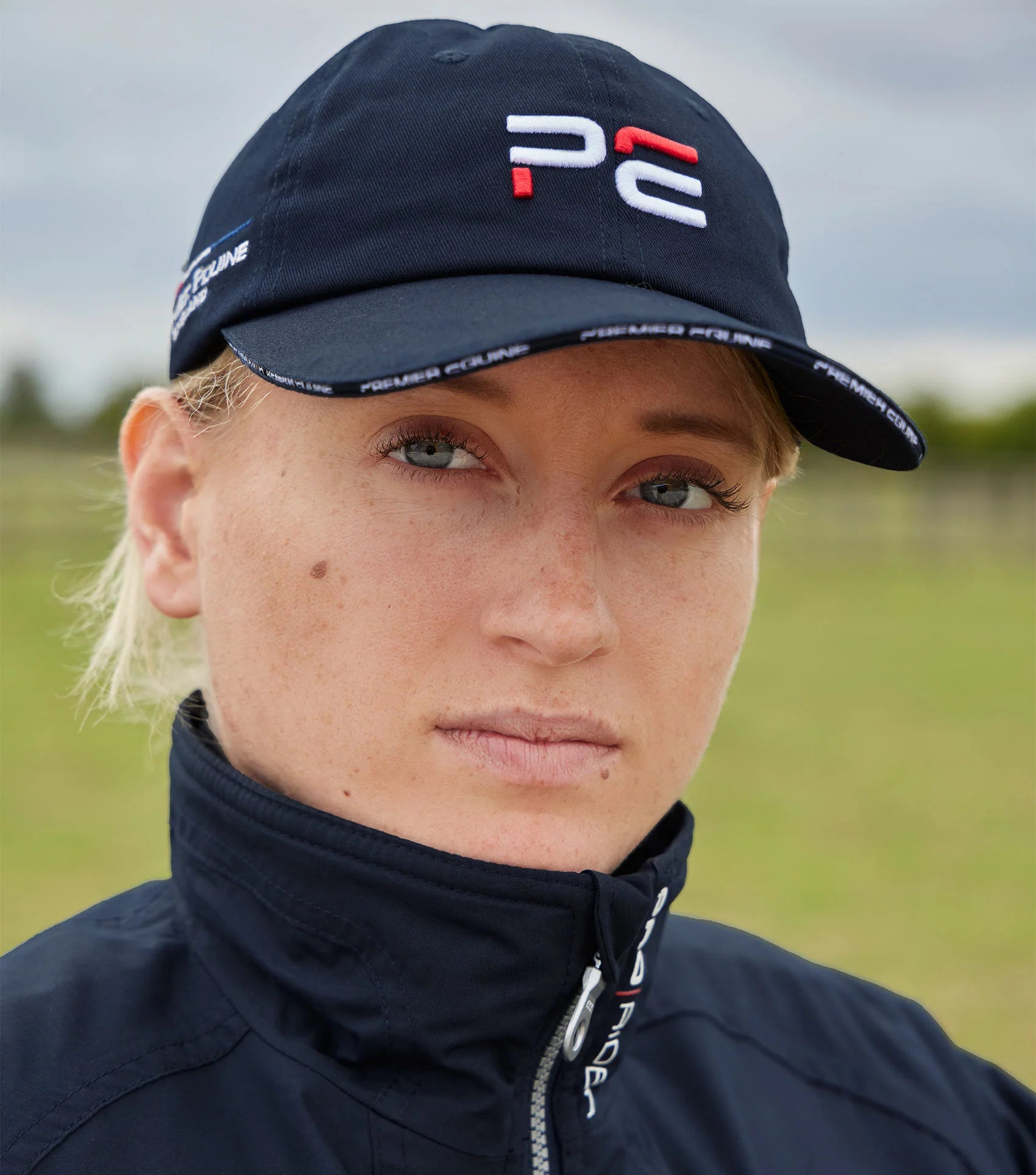 Premier Equine Baseball Cap Navy: Women's Equestrian Hat, Adjustable Fit, Embroidered Logo