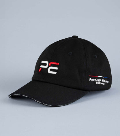 Premier Equine Black Baseball Cap: Stylish Equestrian Headwear with PE Branding, Adjustable Fit