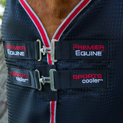 Premier Equine Sports Cooler Rug Black for Horses - Breathable and Quick-Drying