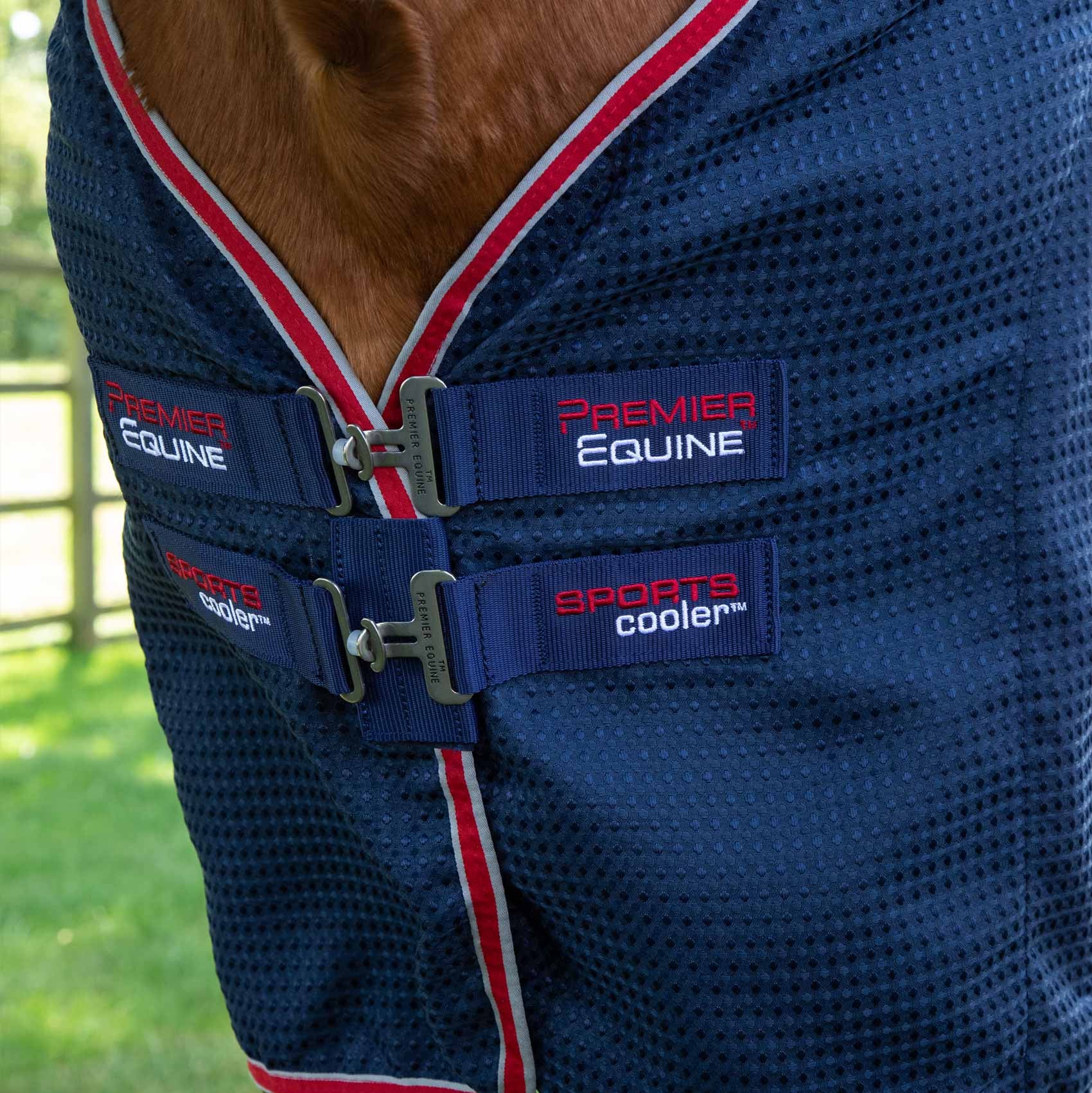 PREMIER EQUINE SPORTS COOLER RUG NAVY - Horse Rug, Cooler, Breathable, Equiflair