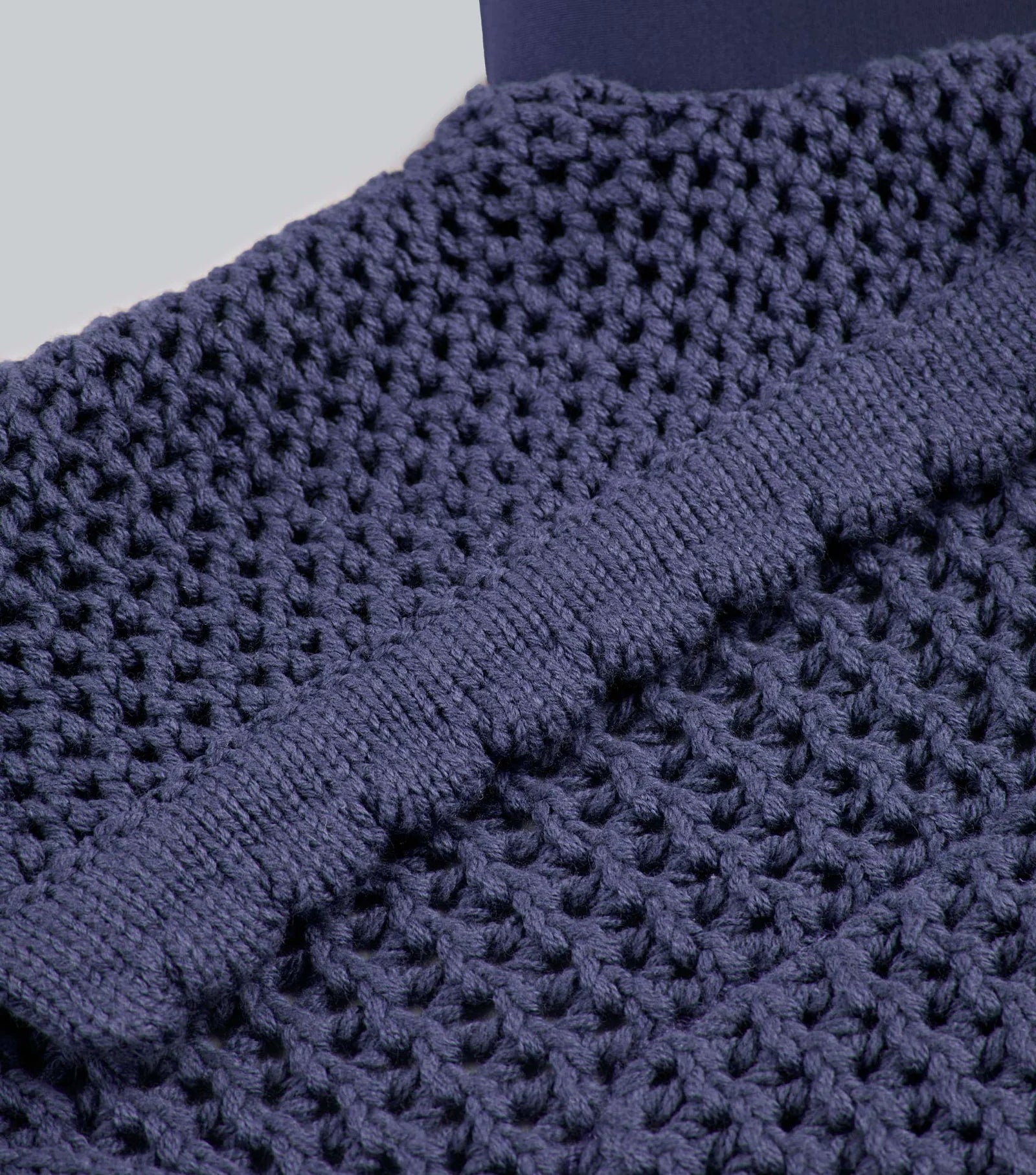 Navy Blue Premier Equine Acoustic Horse Ear Bonnet - Crochet Design, Soundproof, British Dressage Legal