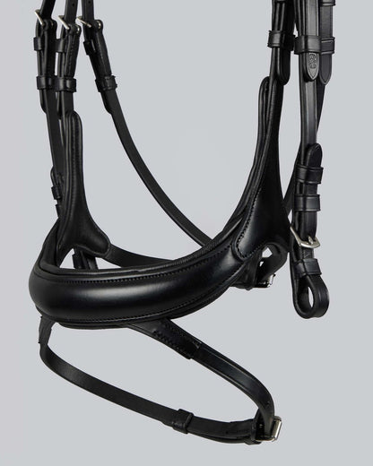 Premier Equine Palazzo Black Anatomical Bridle: Italian Leather, Padded, Flash Noseband, Diamanté. Horse Bridle Equestrian Equipment