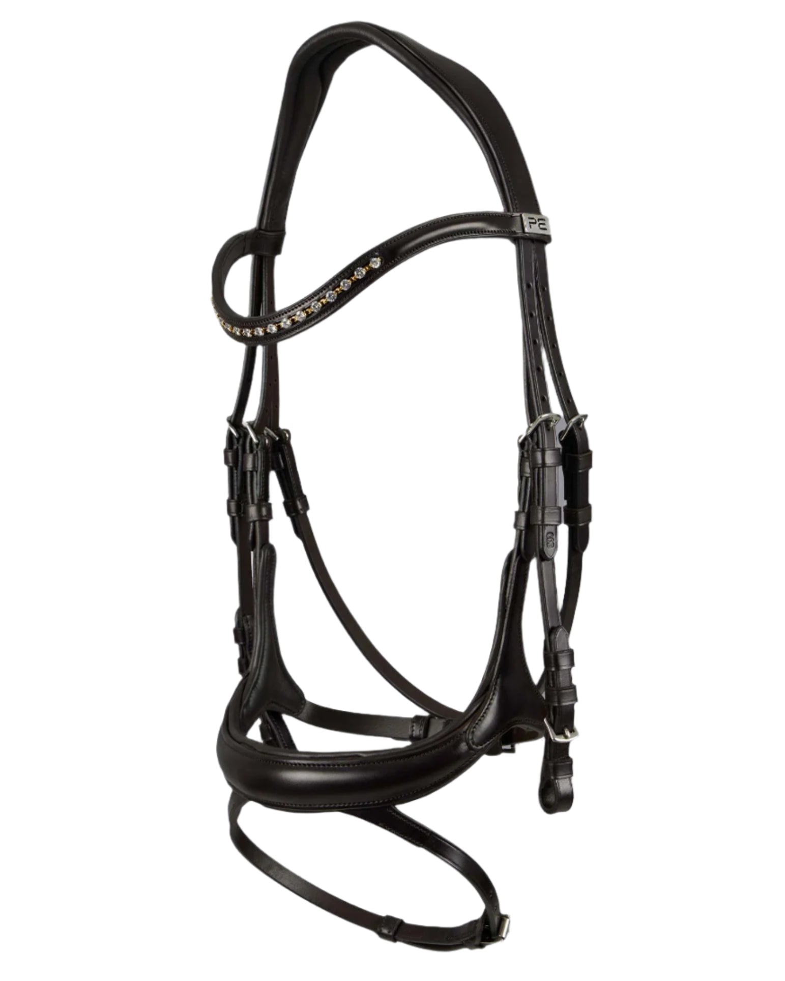 Premier Equine Palazzo Brown Anatomical Horse Bridle with Diamante Browband - Italian Leather