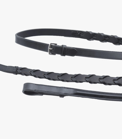 Premier Equine Pietro Laced Reins Black Black