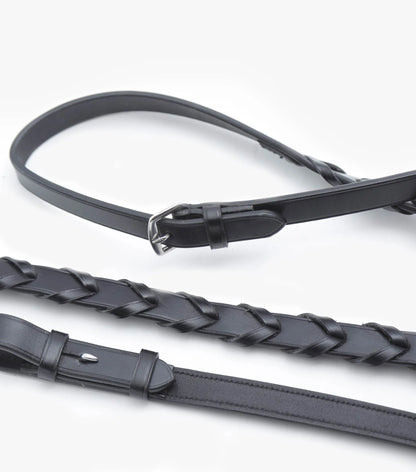 Premier Equine Pietro Laced Reins Black Black