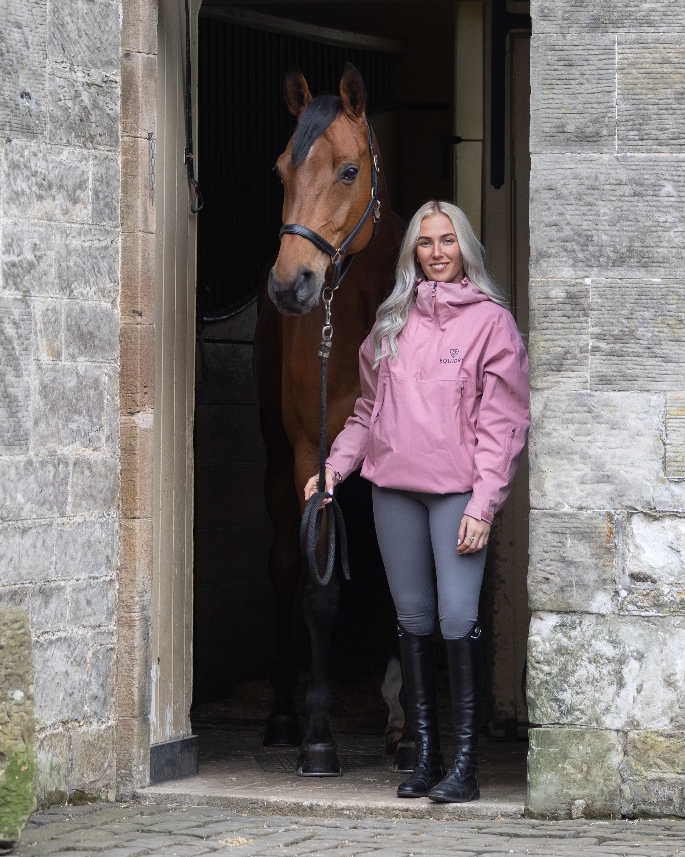 Equidry Pale Pink Storm Smock: Waterproof Riding Jacket with Horse, Equiflair