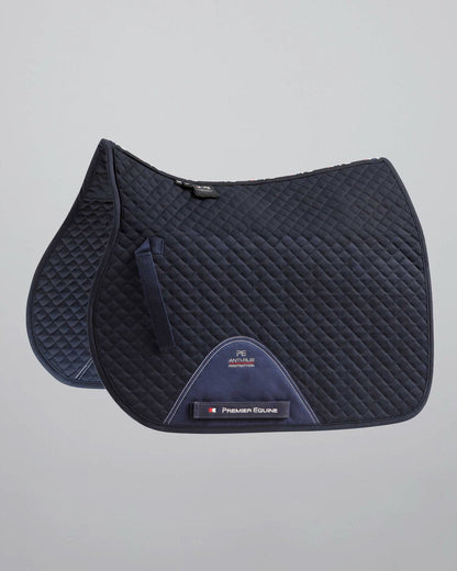 PREMIER EQUINE Pony Saddle Pad - Navy Cotton GP/Jump Square. Comfortable & Anti-Rub Pony Saddle Pad.
