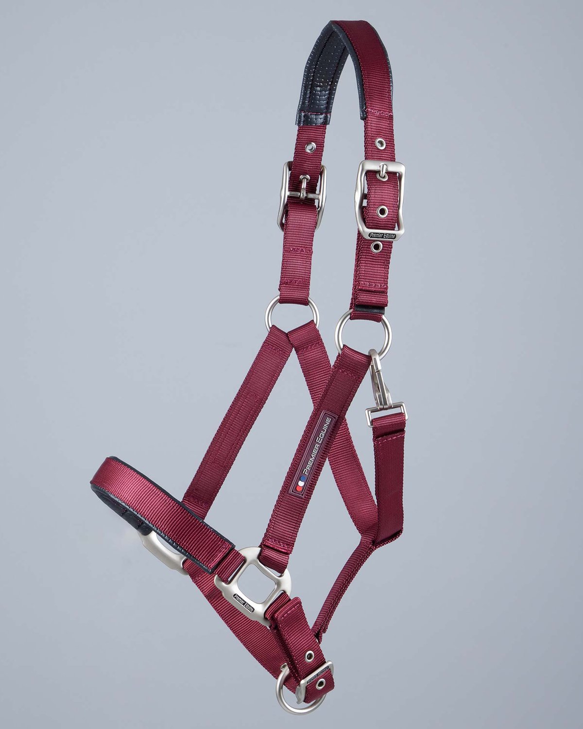 Premier Equine Plain Padded Horse Head Collar Burgundy