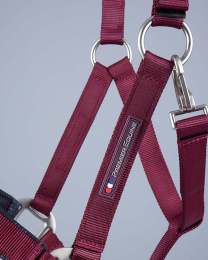 Premier Equine Plain Padded Horse Head Collar Burgundy
