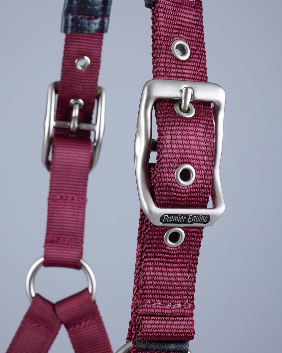 Premier Equine Plain Padded Horse Head Collar Burgundy