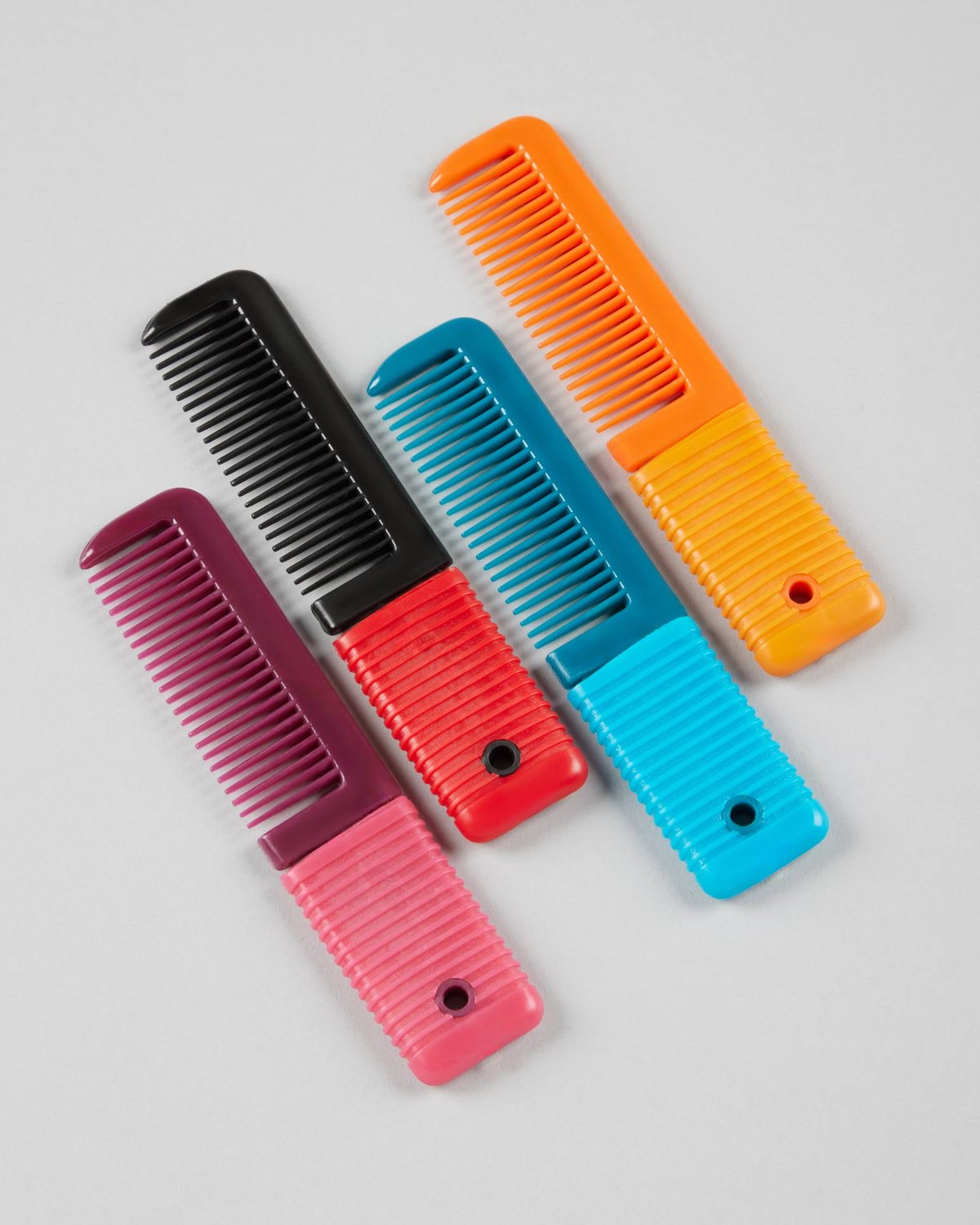 Premier Equine Plastic Mane Comb with Handle Black & Red