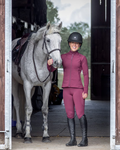 EQUIDRY Water Repellent Leggings Knee Grip Women's Plum/Black