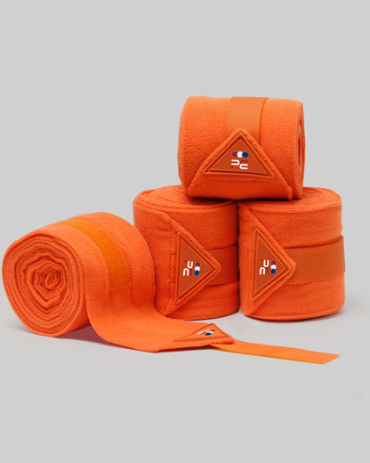 Orange Fleece Horse Polo Bandages - Equiflair, Set of 4 - Breathable, Supportive Equestrian Leg Wraps