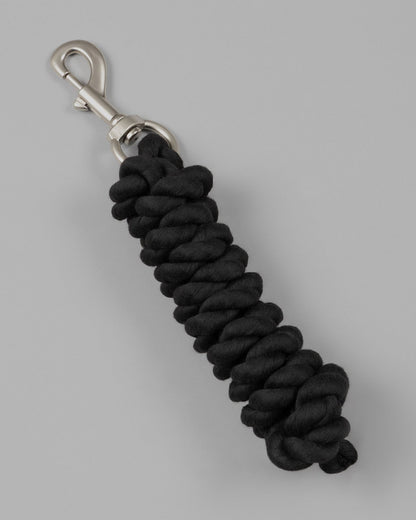 PREMIER EQUINE POLYCOTTON LEAD ROPE BLACK: Durable black polycotton horse lead rope with a trigger clip, 2 meters long.