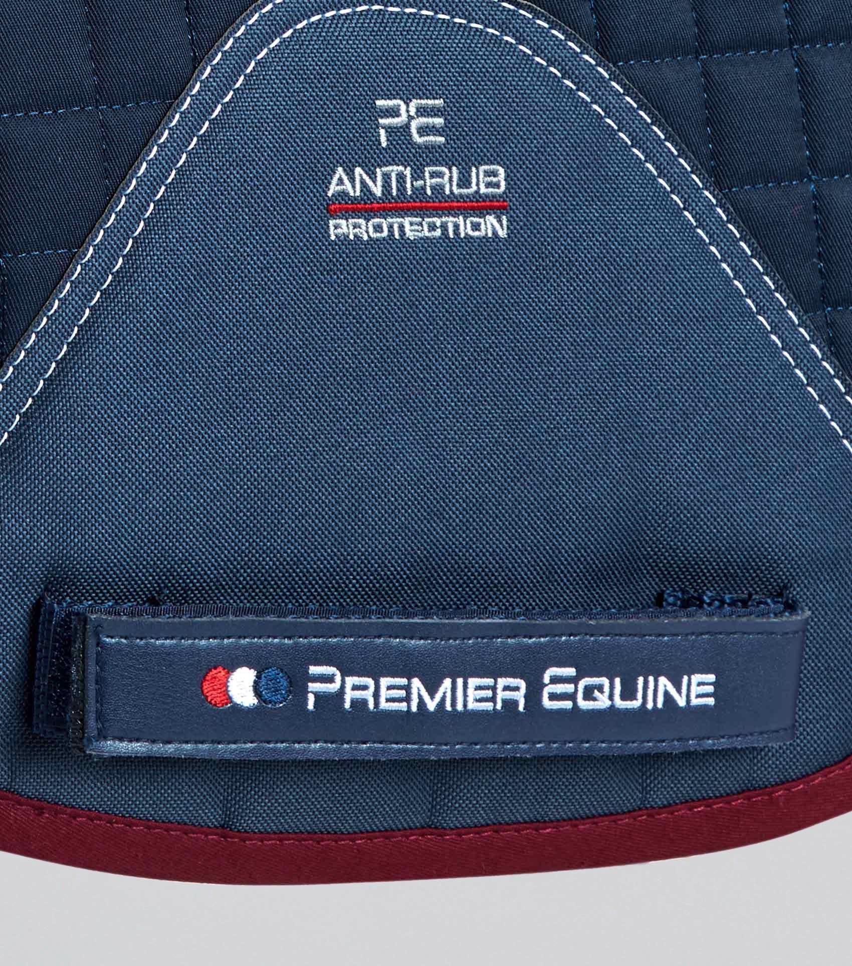 PREMIER EQUINE Pony Merino Wool Saddle Pad - GP/Jump Square, Navy/Burgundy. Anti-Rub Protection. Premium Equestrian Tack.