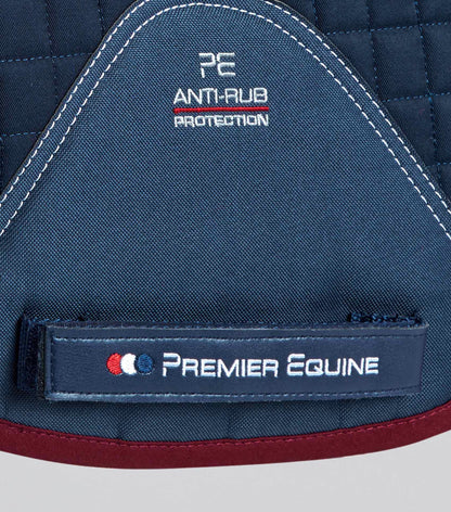 PREMIER EQUINE Pony Merino Wool Saddle Pad - GP/Jump Square, Navy/Burgundy. Anti-Rub Protection. Premium Equestrian Tack.