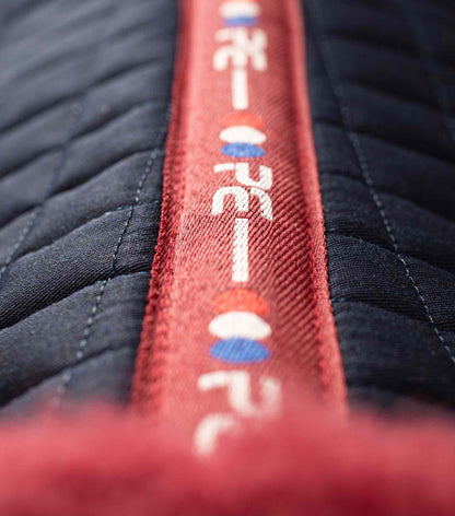 Premier Equine Pony Saddle Pad - Merino Wool, Navy/Burgundy - Close Contact GP/Jump Square