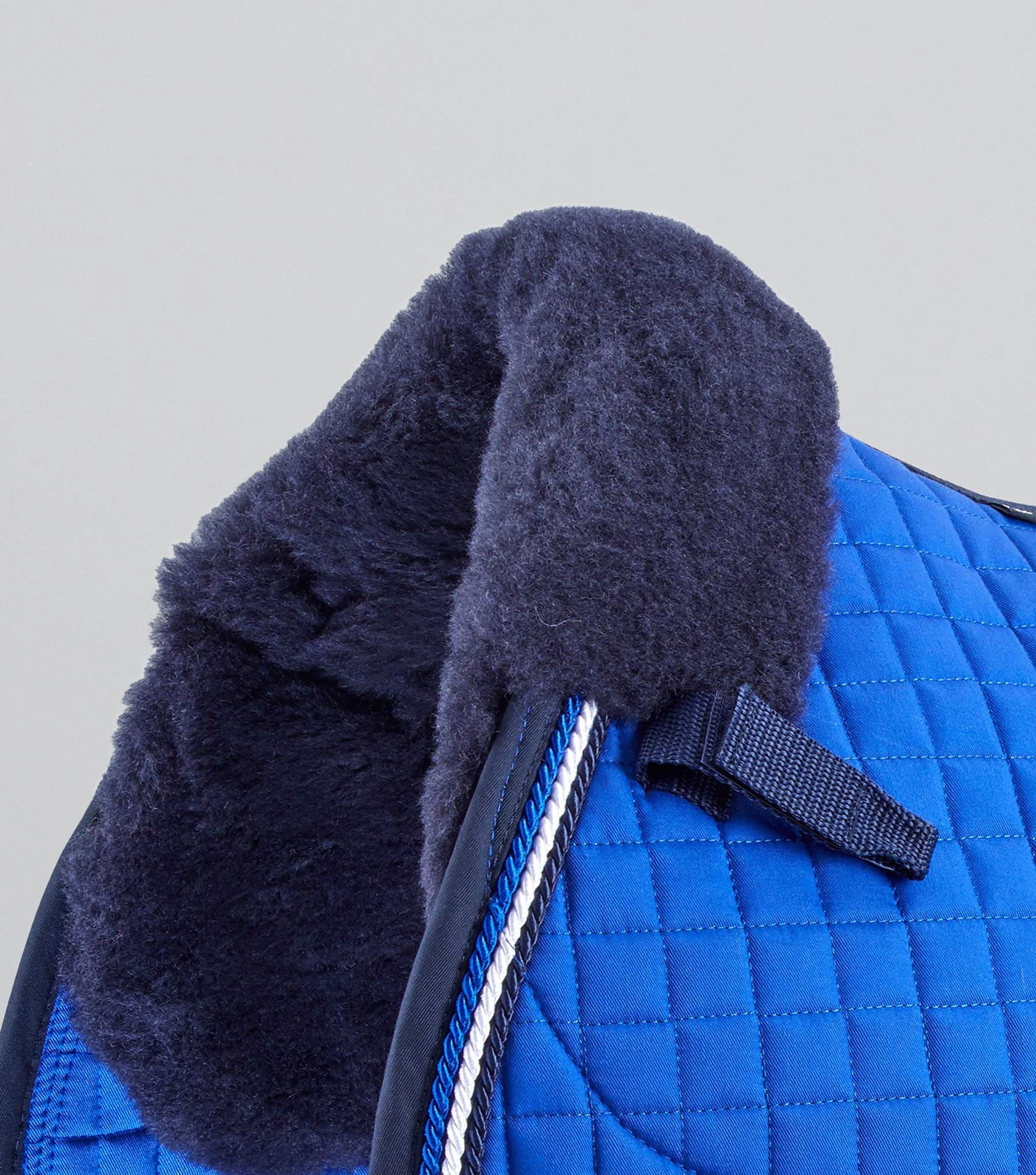 Royal Blue Pony Saddle Pad - Merino Wool Lined GP/Jump Square | Close Contact Design