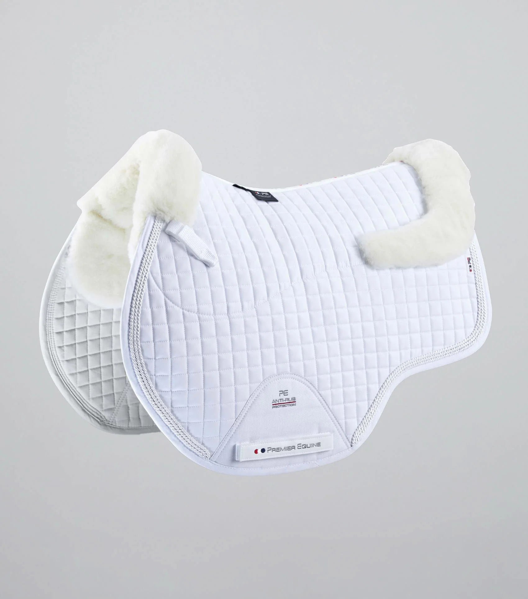 Premier Equine Pony Saddle Pad - White Merino Wool Close Contact GP/Jump Square, Lined