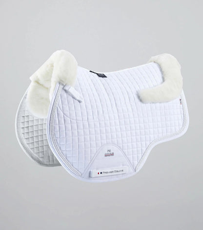 Premier Equine Pony Saddle Pad - White Merino Wool Close Contact GP/Jump Square, Lined
