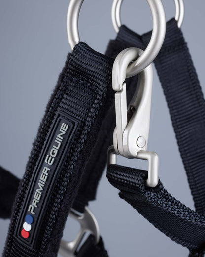 PREMIER EQUINE Black Fleece Padded Head Collar: Comfortable & Adjustable Horse Headwear.